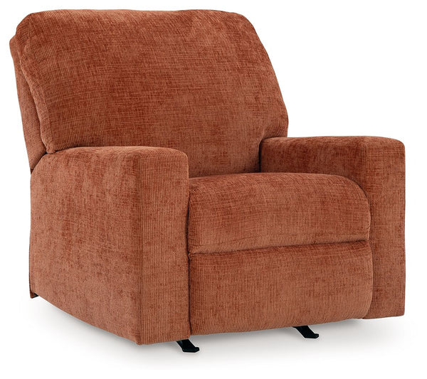 Looking to make a bold statement with color? Liven up your living room with this rocker recliner. Its trend-right burnt orange upholstery adds a playful pop of color to your decor. Pairing posh style with everyday comfort, this piece is a welcome addition