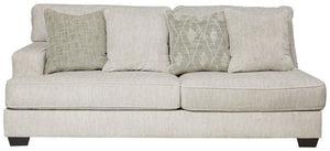 This left-arm facing sofa is made with polyester upholstery. Pairs with other items in the series to make a sectional.<br><br><b>Additional Dimensions</b><br><ul><li>24-" Toss Pillow: 0-"</li><li>Arm height: 25-"</li><li>Leg height: 3-"</li><li>Minimum wi
