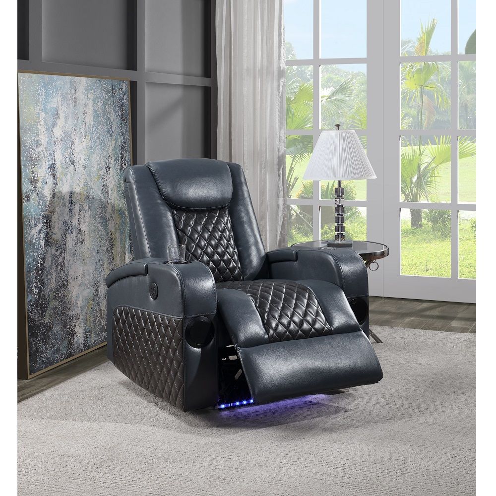 Seat Construction: Pocket Coil Tight Seat & Back Cushion LED Light Included 2 Bluetooth Speake rCooling Cup Holder Wireless Charger Included Storage Arm