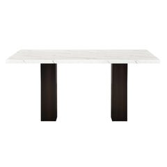 The Faust 2 Piece Adjustable Height Dining Table combines luxurious design with practical functionality, making it a standout addition to any dining area. This set includes a sophisticated white faux marble tabletop and a sturdy black pedestal base. Craft
