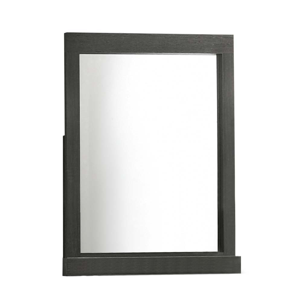 The clean lines and transitional look of the Lantha mirror make it an ideal addition to any bedroom. This rectangular contemporary bedroom mirror features a gray oak finish frame and beveled edge. Add modern elegance and style to any bedroom with this uni