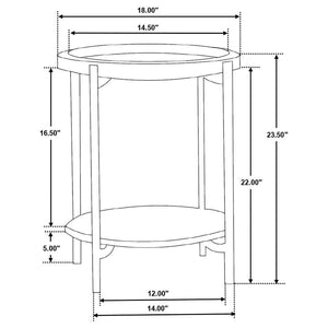 Adhvik - Round Side Table With Marble Shelf - Natural And Black