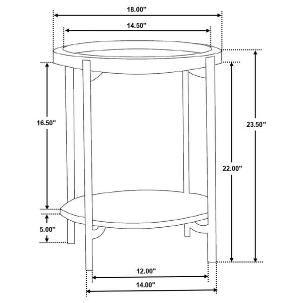 Adhvik - Round Side Table With Marble Shelf - Natural And Black
