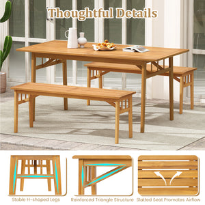 Solid acacia wood seat is wear-resistant and stable for long-lasting use<br>Elegant natural wood tone adds rustic charm to any space<br>Breathable slat design ensures a cooling seating experience<br>Equipped with stable triangular structure and reinforced