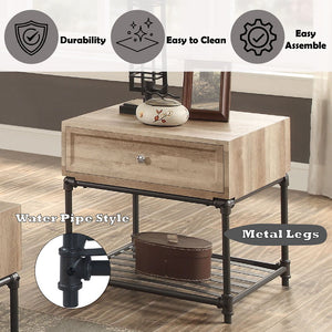 Brantley - End Table - Oak & Sandy Black Finish - 22"
