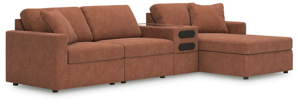 Looking cool and contemporary is great. But when it comes down to it, youâ€™re all about low-maintenance lounging. With the performance fabric on this sectional with chaise, cleaning spills is a breeze. Its customizable modular design caters to your ever-