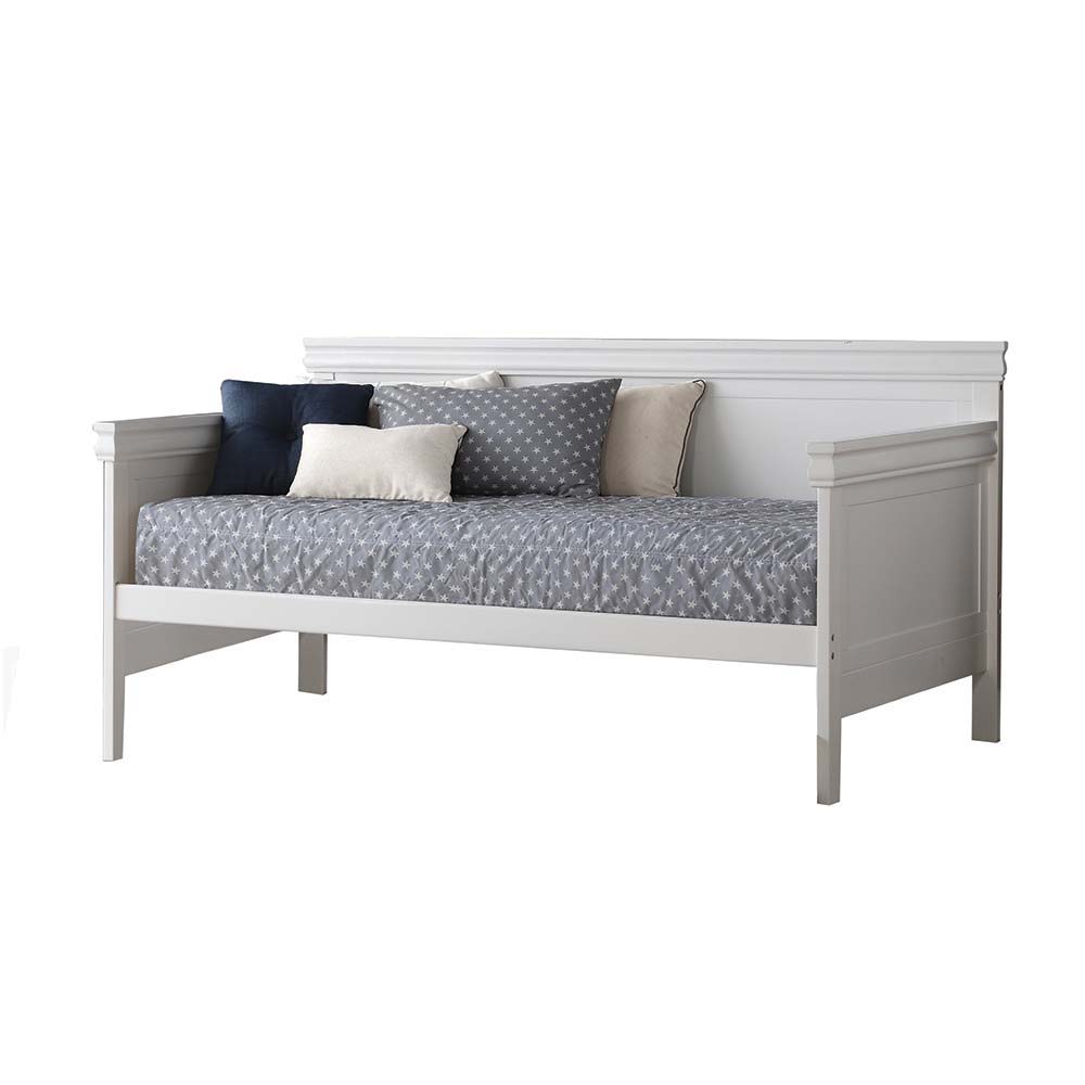 KD, Daybed & Trundle (Twin Size) NO Storage Wooden Panel Daybed: Raised Trim Molding Spring Box NOT Required, Slat System Included 13 Slats Roll-out Trundle (Bed or Drawer - Removable Divison Board)<br/><br/><b>Product Features</b><ul><li>Box Spring NOT R