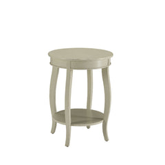 This Alberta side table will be your favorite accent piece with its round top form and stylized legs. Offered in four different colors: Antique White, walnut, red, and teal. One is sure to fit perfect with your style.<br/><br/><b>Product Features</b><ul><