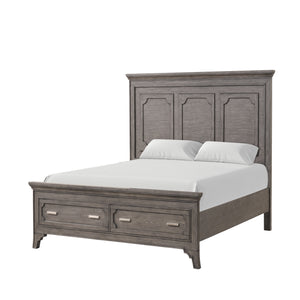 Transform your bedroom into a haven of sophistication with the Lisbon Bed in Gray. Crafted from Acacia solid wood and eco-friendly embossed oak laminate, this bed boasts enduring strength and durability. Its multi-step gray finish enhances the natural bea