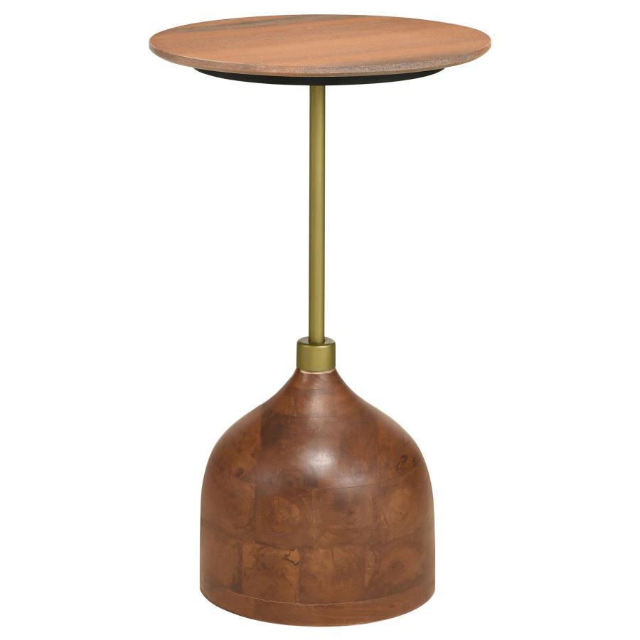 Gorgeous exotic ambiance bridges both natural and glam to keep your living space updated with a rich palette. The Colima side table blends rich, warm tones and offers an eye-catching silhouette to embellish your living room, bedroom, or entryway. A peace 