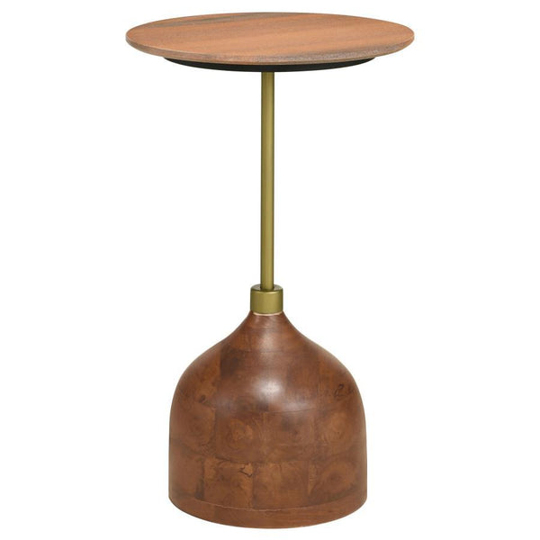 Gorgeous exotic ambiance bridges both natural and glam to keep your living space updated with a rich palette. The Colima side table blends rich, warm tones and offers an eye-catching silhouette to embellish your living room, bedroom, or entryway. A peace 