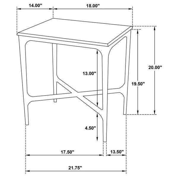 Baldwin - Rectangular Marble Top Side Table - White And Gold