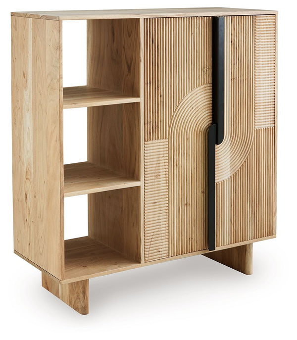 This accent cabinet offers clean, functional style for your entryway or living room. With fluted door fronts and ample shelves, it adds visual intrigue and storage options. A masterful blend of simplicity and modernity, this cabinet seamlessly fits into e