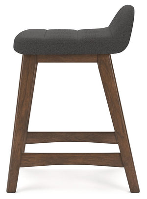 Lyncott - Charcoal / Brown - Upholstered Barstool (Set of 2)