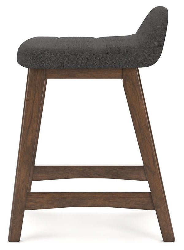 Lyncott - Charcoal / Brown - Upholstered Barstool (Set of 2)