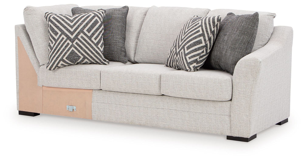 This right-arm facing sofa with corner wedge is made with Next-Gen Nuvellaâ„¢ (solution-dyed polyester) high-performance fabric. Pairs with other items in the series to make a sectional.<br><br><b>Additional Dimensions</b><br><ul><li>Arm height: 27-"</li>