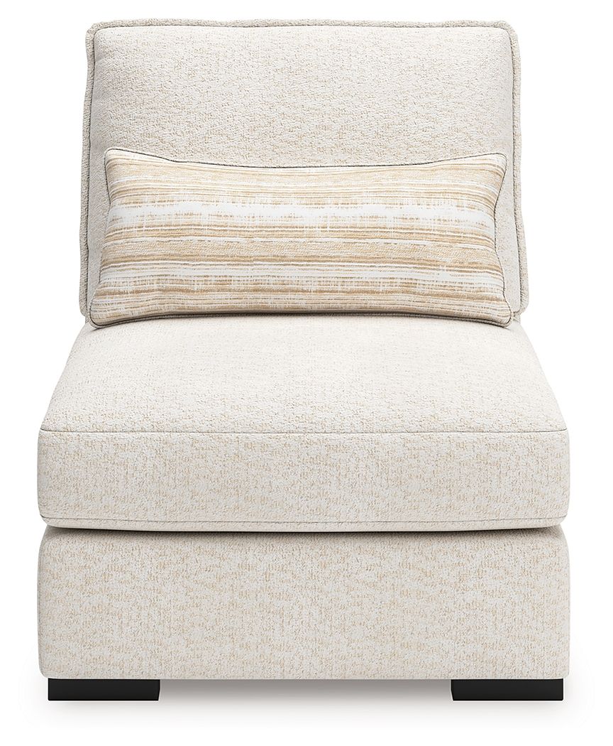 This armless chair is made with Next-Gen Nuvellaâ„¢ (polyester) fade-resistant, washable fabric. Fully finished on all sides, it pairs with other items in the series to make a modular sectional.<br><br><b>Additional Dimensions</b><br><ul><li>Seat depth: 2
