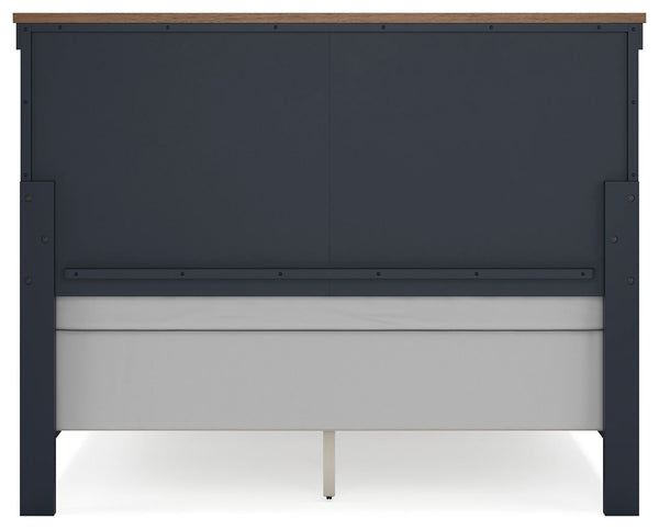 Landocken - Brown / Blue - Queen Panel Bed