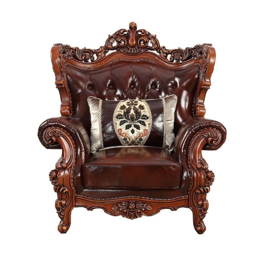 The Eustoma collection is a sophisticated classic design, with its curve upholstered tight back wrapping around with an elegant cut out at the center top. Coming with traditional walnut color, this beautiful appeal is accented by simple delicate pillows u