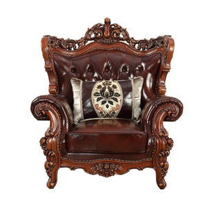 The Eustoma collection is a sophisticated classic design, with its curve upholstered tight back wrapping around with an elegant cut out at the center top. Coming with traditional walnut color, this beautiful appeal is accented by simple delicate pillows u
