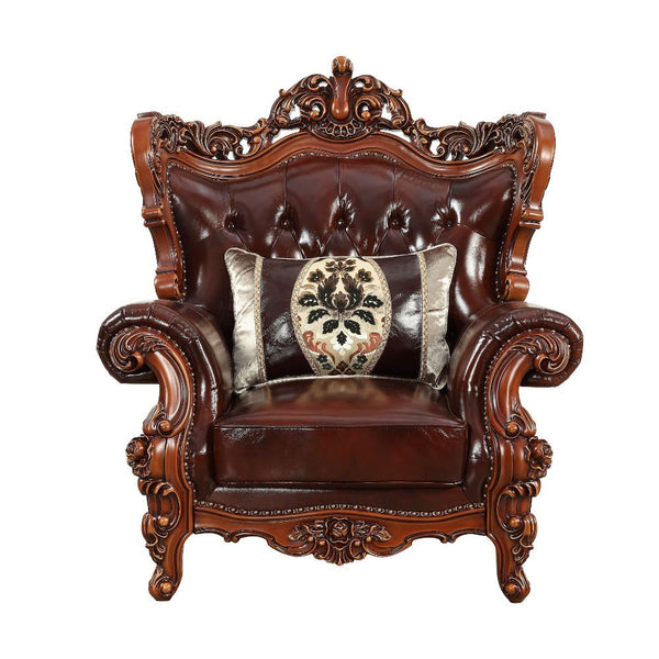 The Eustoma collection is a sophisticated classic design, with its curve upholstered tight back wrapping around with an elegant cut out at the center top. Coming with traditional walnut color, this beautiful appeal is accented by simple delicate pillows u
