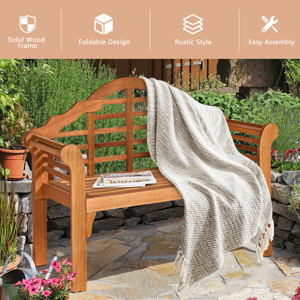 Remium eucalyptus and premium hardware ensure sturdiness<br>Wide and solid backrest provides a comfortable seating experience<br>Folding design to save precious storage space<br>Spacious seat for 2 people sitting together<br>Armrest in suitable height for