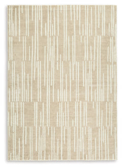 Dress up any floor with the natural hue and abstract look of this rug. It welcomes visitors with warmth and comfort underfoot. The neutral palette brings a marvelously modern vibe to your decor. This area rug is machine washable for fuss-free cleaning, ma