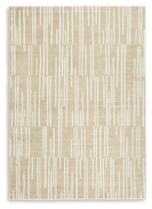 Dress up any floor with the natural hue and abstract look of this rug. It welcomes visitors with warmth and comfort underfoot. The neutral palette brings a marvelously modern vibe to your decor. This area rug is machine washable for fuss-free cleaning, ma