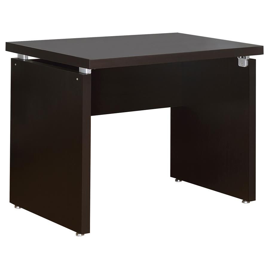 Enhance your workspace with this versatile writing desk, designed for functionality and modern appeal. The rich cappuccino finish complements a minimalist aesthetic, while the floating desktop design adds a contemporary touch. This compact yet sturdy desk