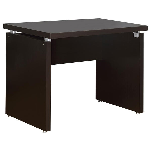 Enhance your workspace with this versatile writing desk, designed for functionality and modern appeal. The rich cappuccino finish complements a minimalist aesthetic, while the floating desktop design adds a contemporary touch. This compact yet sturdy desk