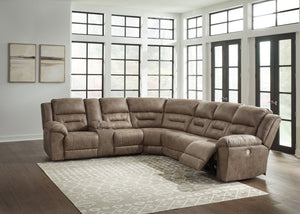 Ravenel - Fossil - 4-Piece Power Reclining Sectional With Laf Power Reclining Loveseat With Console