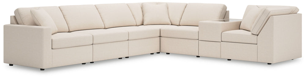 Looking cool and contemporary is great. But when it comes down to it, youâ€™re all about low-maintenance lounging. With the performance fabric on this sectional with console, cleaning spills is a breeze. Its customizable modular design caters to your ever