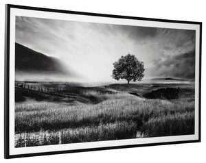  drawing your eye to the tree standing tall in the center of the creation. Lighter tones in the clouds bring brightness 