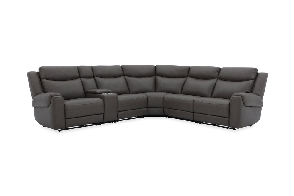 Momentum - 6 Piece Modular Power Reclining Sectional With Power Adjustable Headrests - Dark Granite