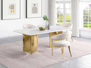  featuring a genuine white marble table top. The rectangular table