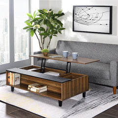 Set a contemporary foundation in your living room by adding this Avala coffee table. Combining built-in storage and shelving with a lifting top, the coffee table disguises abundance storage space and usability options. The raised lift top provides the per