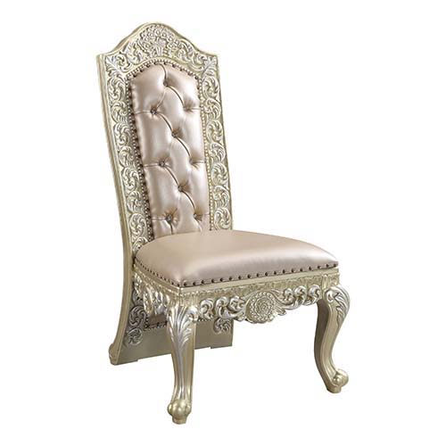 Vatican - Side Chair (1Pc/1Ctn) - Beige - 26-"<br/><br/><b>Product Features</b><ul><li>Fixed Table Top</li><li>Leg Table</li><li>Sculpture Floral & Upholstery Chair</li><li>Button Tufted</li><li>Curio w/4 Tier Shelf</li><li>Case: 1Pc/1Ctn</li><li>Finish: 