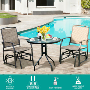 If you want to have a rocking chair to sit on and enjoy sunshine. This rocking chair is a good choice for you. Made of fabric and heavy iron construction  it is sturdy and durable to serve you for long time. Â  Â  The slightly sloping back and armrest wil