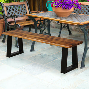 Acacia wood and metal legs  stable enough to hold up to 385 lbs<br>The real wood texture and polished surface  caters to the taste of contemporary society<br>Matches with table and rattan furniture  gives abundant and harmonious collocation<br>Thick panel