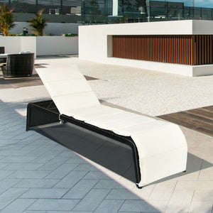 Tightly hand-woven rattan can withstand the moderate change in weather <br>The heavy-duty steel frame ensures the sturdiness of the chaise lounge <br>Adjustable backboard with five different positions <br>Soft and thick cushion for comfortable seating <br