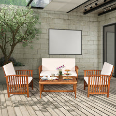 Made of premium acacia wood  the whole frame is sturdy and not easy to crack or deform. Â  All the single chairs and loveseat are equipped with soft and high-resilient cushion for seat and backrest. You will get excellent comfort if you sit on the sofa. I