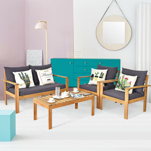 Made of solid acacia wood with FSC certification  superior durable<br>Thick and cozy cushion provides ultimate comfortable<br>Detachable cushions and waterproof for outdoor use<br>Freely DIY the furnish  for an optimal new look<br>Spend time with your fam