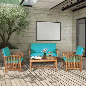 Made of premium acacia wood  the whole frame is sturdy and not easy to crack or deform. Â  All the single chairs and loveseat are equipped with soft and high-resilient cushion for seat and backrest. You will get excellent comfort if you sit on the sofa. I