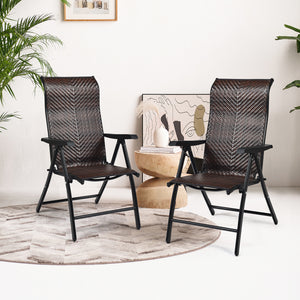 This folding rattan chair is perfect for indoor or outdoor leisure time with your family or friends in backyard  garden  poolside and more. Â  Made of high-standard steel frame with powder-coated finish  this chair has high stability and strong durability
