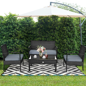 Made of sturdy and solid steel frame with all weather PE rattan  this patio rattan furniture set can keep stability and durability for long time use. Â  Breathable and soft cushions will hold you comfortably and the cover of cushion can be removed with sm