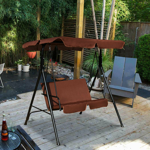 Brand New And High Quality<br>Outdoor Loveseat Swing Chair<br>Providing Two Comfortable Seats<br>With A Waterproof Top Canopy  Protecting You From Ultraviolet Ray And Drizzle<br>Black Steel Frame  Durable And Sturdy<br>With Seat And Back Cushion Add Comfo
