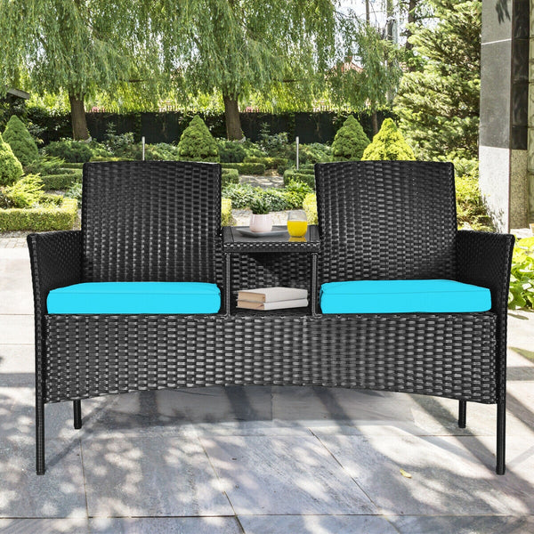 Rugged steel frame is durable and sturdy<br>High-quality rattan is weather-resistant and fade-resistant<br>Tempered glass table top is fixed by powerful suckers<br>Soft seat cushions is filled with high-density sponge<br>The zippered cover is removable an