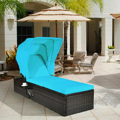 Ideal for indoor and outdoor use  suitable for beach  poolside  balcony and porch <br>PE rattan material  durable  environmentally friendly  weather resistant <br>Adjustable backrest and retractable canopy  meeting your different needs <br>Sponge padded s