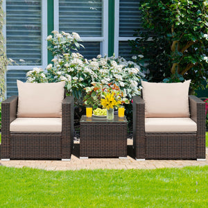 Made of sturdy steel and premium rattan  the sofa set is sturdy and durable which can be used for a long time. Â  Comes with a tempered glass top table  not only can you place some drinks or snacks on the hard tabletop to take conveniently but also some d