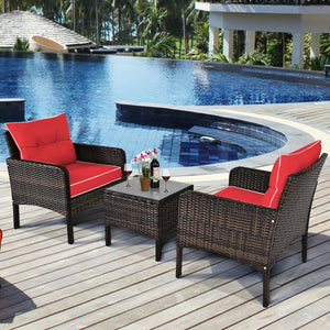 Made of high-quality PE rattan with strong toughness  it is not easy to break<br>Sturdy metal frame structure with superior load-bearing performance<br>A soft sponge filled cushions  comfortable and breathable<br>The thick tempered glass tabletop is sturd